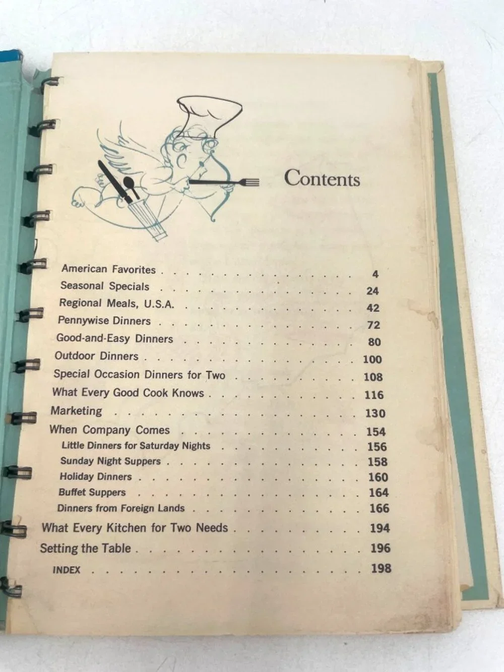 Betty Crockers Dinner For Two Cookbook 1958 Vintage Spiral Bound Mid-Century